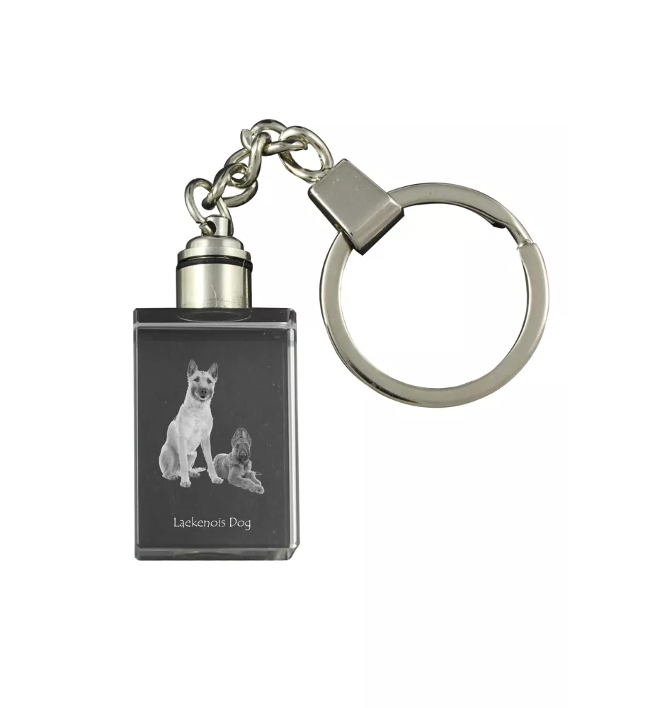 Laekenois Belgian Shepherd Dog - Crystal key ring with dog photo, illuminated key ring, unique gift by Art-Dog brand