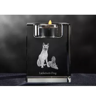 Laekenois Belgian Shepherd Dog - Candle holder with dog photo, crystal tealight holder, personalised gift by Art-Dog brand