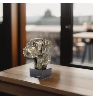 Labrador Retriever, retriever du Labrador - Statue de chien, buste sur socle en pierre, sculpture, trophée pour exposition canine par la marque Art-Dog