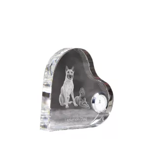 Laekenois chien de berger belge - horloge en cristal avec une photo de chien, horloge de table en forme de cœur, horloge debout personnalisée de la marque Art-Dog