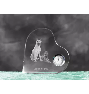 Laekenois Belgian Shepherd Dog - crystal clock with a dog picture, heart-shaped shelf clock, personalized standing clock by Art-Dog brand