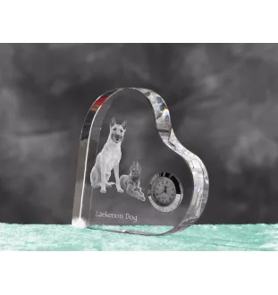 Laekenois Belgian Shepherd Dog - crystal clock with a dog picture, heart-shaped shelf clock, personalized standing clock by Art-Dog brand