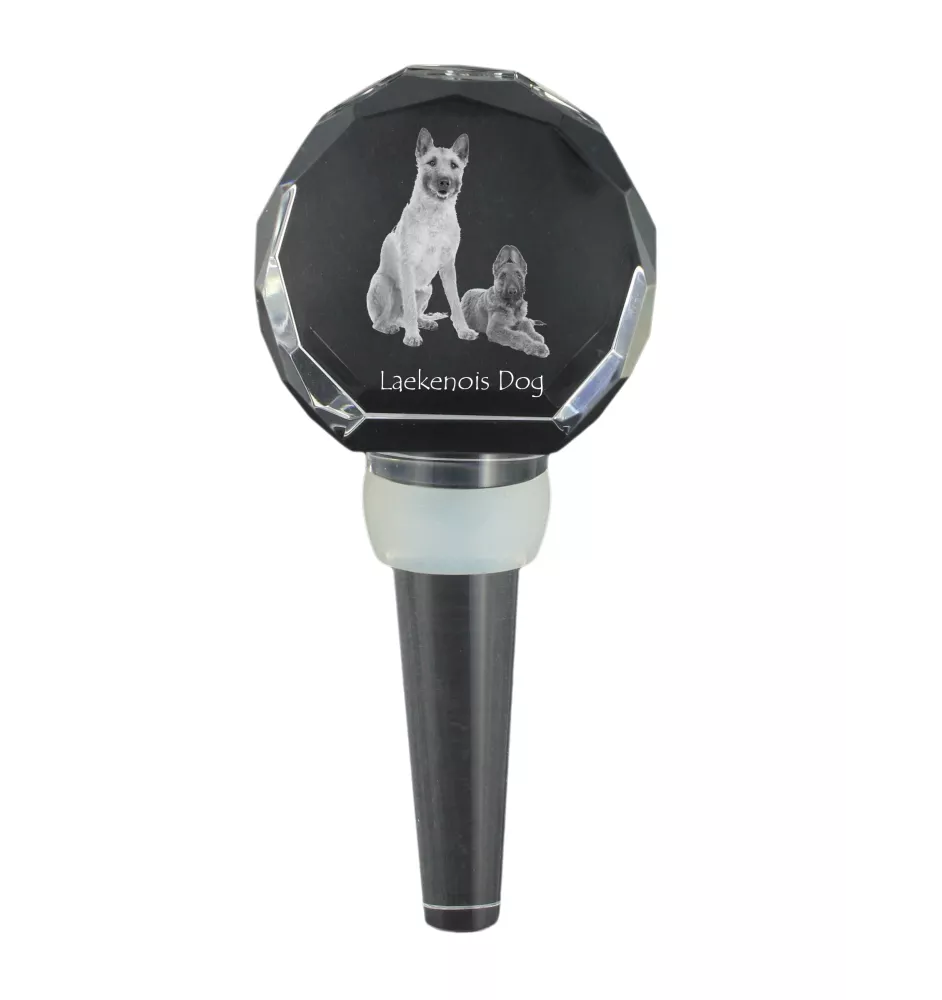 Laekenois Belgian Shepherd Dog - Crystal bottle stopper, unique wine stopper with photo, personalised gift for sommelier by Art-Dog brand