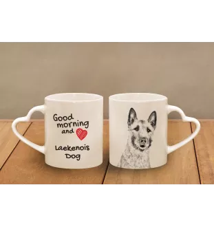 Laekenois Owczarek belgijski kubek z psem good morning serce Art-Dog