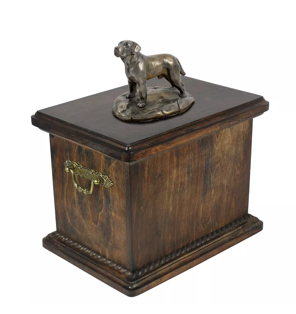 Labrador Retriever eine Urne für die Asche des Hundes, eine Urne mit einer Statue, eine elegante Urne im klassischen Stil der Marke Art-Dog
