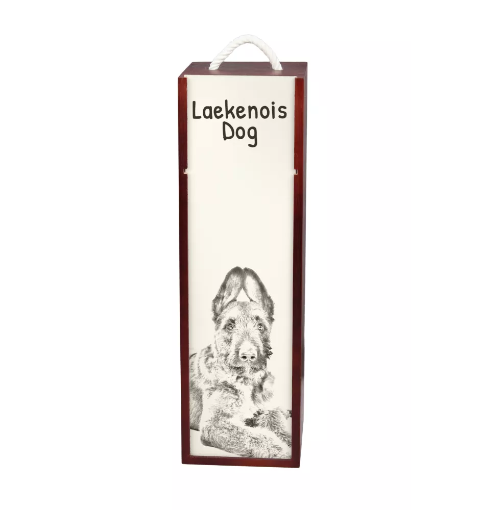 Laekenois chien de berger belge - boîte à vin avec chien, boîte à alcool avec graphisme, boîte cadeau personnalisée de la marque Art-Dog