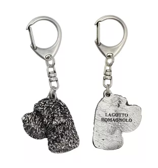 Chien d'eau romagnol, Lagotto Romagnolo - Porte-clés argenté avec chien, décoration de sac à main, pendentif de sac à dos par la marque Art-Dog