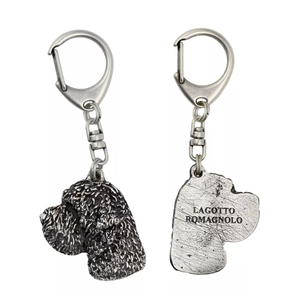 Chien d'eau romagnol, Lagotto Romagnolo - Porte-clés argenté avec chien, décoration de sac à main, pendentif de sac à dos par la marque Art-Dog