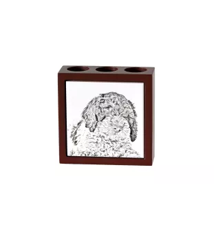 Romagna Water Dog, Lagotto Romagnolo - pen holder with a dog, desk organizer with a print, personalized desk decoration from the Art-Dog brand.