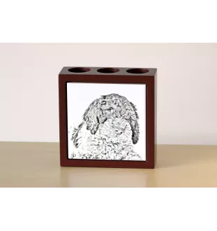 Romagna Water Dog, Lagotto Romagnolo - pen holder with a dog, desk organizer with a print, personalized desk decoration from the Art-Dog brand.