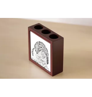 Romagna Water Dog, Lagotto Romagnolo - pen holder with a dog, desk organizer with a print, personalized desk decoration from the Art-Dog brand.