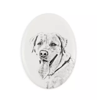 Labrador Retriever I - Gedenktafel mit einem Foto eines Hundes, Grabplatte mit Druck, personalisierte ovale Platte der Marke Art-Dog