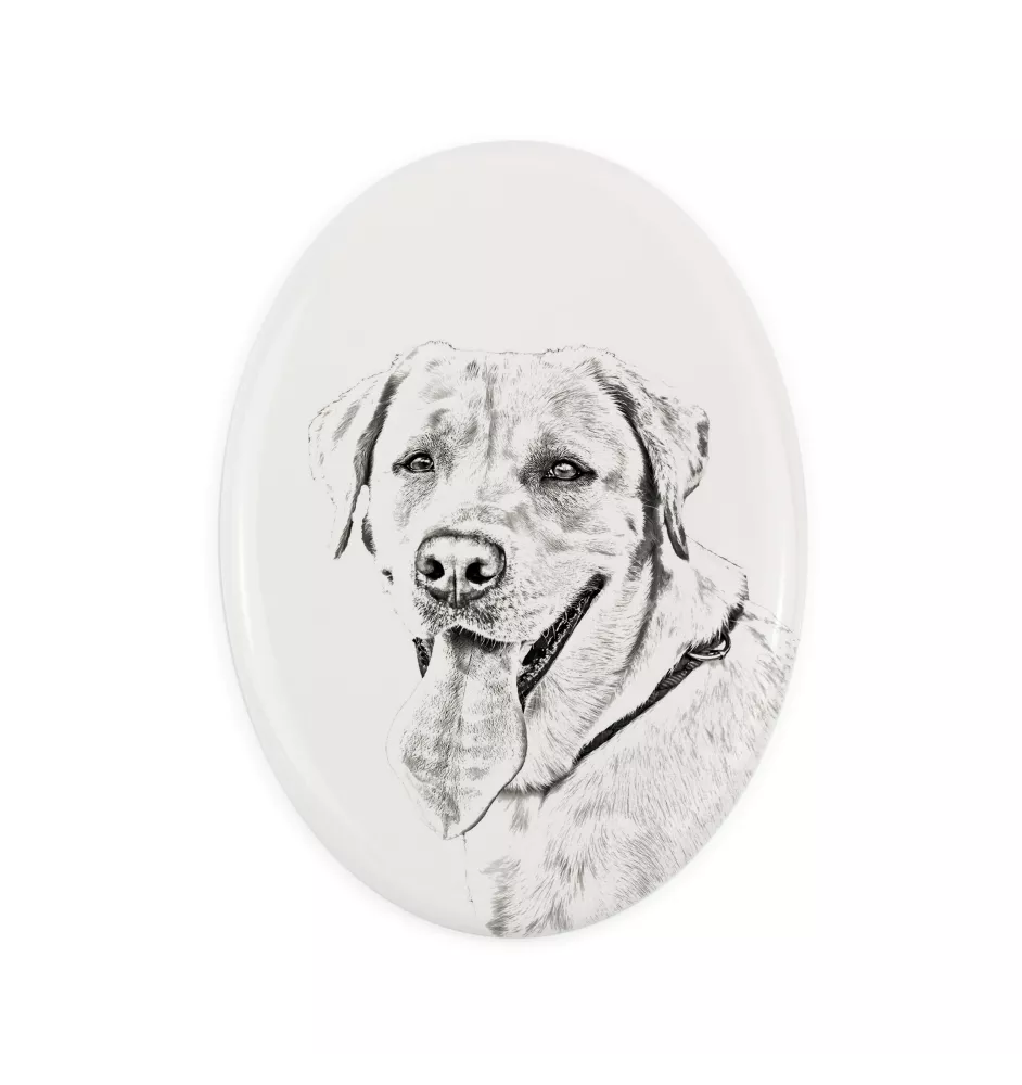 Labrador Retriever, retriever du Labrador I - une plaque commémorative avec une photo de chien, une plaque funéraire avec une impression, une plaque ovale personnalisée de la marque Art-Dog