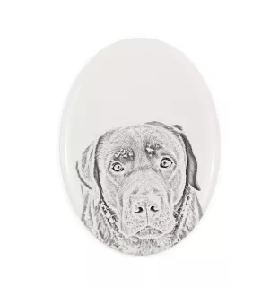 Labrador Retriever, retriever du Labrador - une plaque commémorative avec une photo de chien, une plaque funéraire avec une impression, une plaque ovale personnalisée de la marque Art-Dog