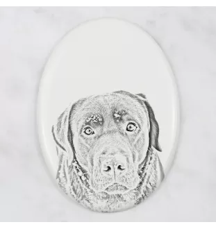 Labrador Retriever - Gedenktafel mit einem Foto eines Hundes, Grabplatte mit Druck, personalisierte ovale Platte der Marke Art-Dog