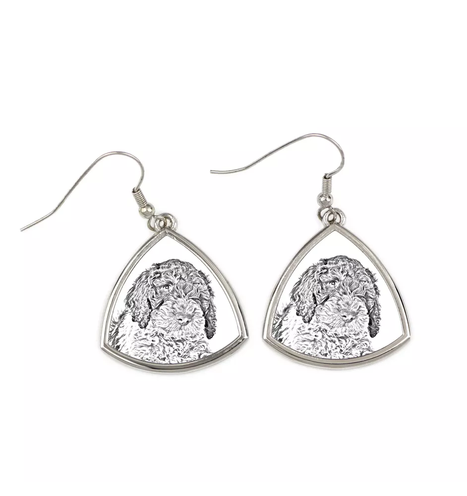 Chien d'eau romagnol, Lagotto Romagnolo - boucles d'oreilles avec chien, boucles d'oreilles pendantes avec photo, bijoux personnalisés avec impression de la marque Art-Dog