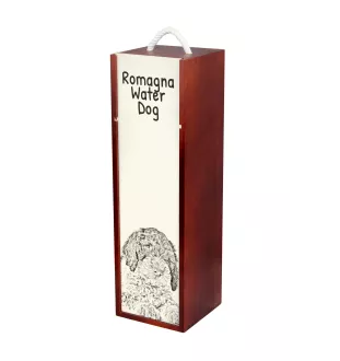 Romagna Water Dog, Lagotto Romagnolo - wine box with a dog, alcohol box with graphics, personalized gift box from the Art-Dog brand