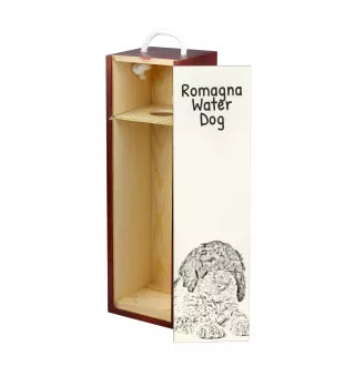 Wasserhund der Romagna, Lagotto Romagnolo - Weinbox mit Hund, Alkoholbox mit Grafik, personalisierte Geschenkbox der Marke Art-Dog