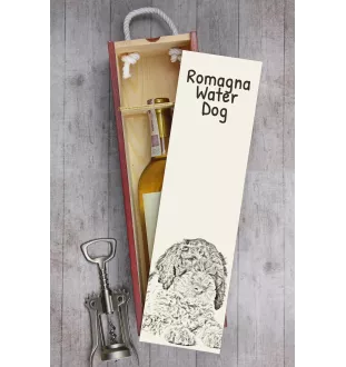 Wasserhund der Romagna, Lagotto Romagnolo - Weinbox mit Hund, Alkoholbox mit Grafik, personalisierte Geschenkbox der Marke Art-Dog