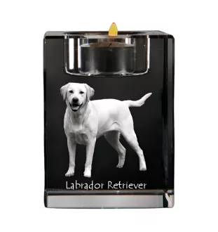 Labrador Retriever, retriever du Labrador I - Bougeoir avec photo de chien, porte bougie en cristal, cadeau personnalisé par la marque Art-Dog