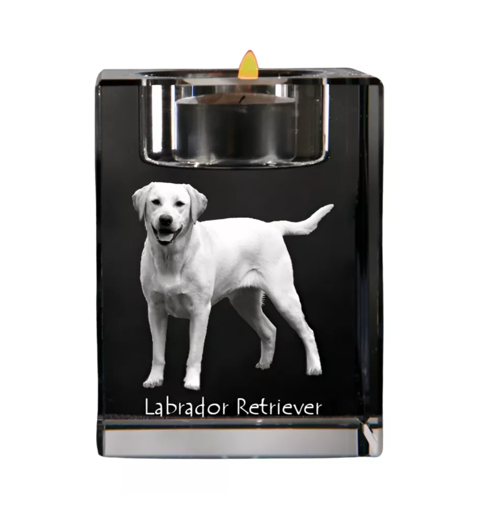 Labrador Retriever, retriever du Labrador I - Bougeoir avec photo de chien, porte bougie en cristal, cadeau personnalisé par la marque Art-Dog