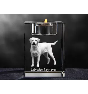 Labrador Retriever I - Kerzenhalter mit Hundefoto, Teelichthalter aus Kristall, personalisiertes Geschenk der Marke Art-Dog