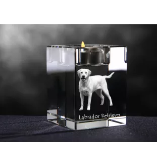 Labrador Retriever I - Kerzenhalter mit Hundefoto, Teelichthalter aus Kristall, personalisiertes Geschenk der Marke Art-Dog