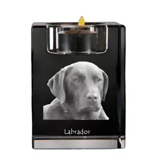 Labrador Retriever - Kerzenhalter mit Hundefoto, Teelichthalter aus Kristall, personalisiertes Geschenk der Marke Art-Dog