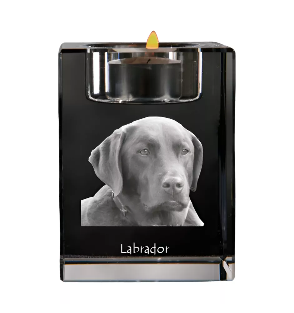 Labrador Retriever - Kerzenhalter mit Hundefoto, Teelichthalter aus Kristall, personalisiertes Geschenk der Marke Art-Dog
