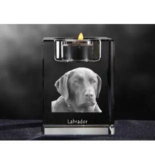 Labrador Retriever - Kerzenhalter mit Hundefoto, Teelichthalter aus Kristall, personalisiertes Geschenk der Marke Art-Dog