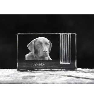 Labrador Retriever penholder kryształowy z psem Art-Dog