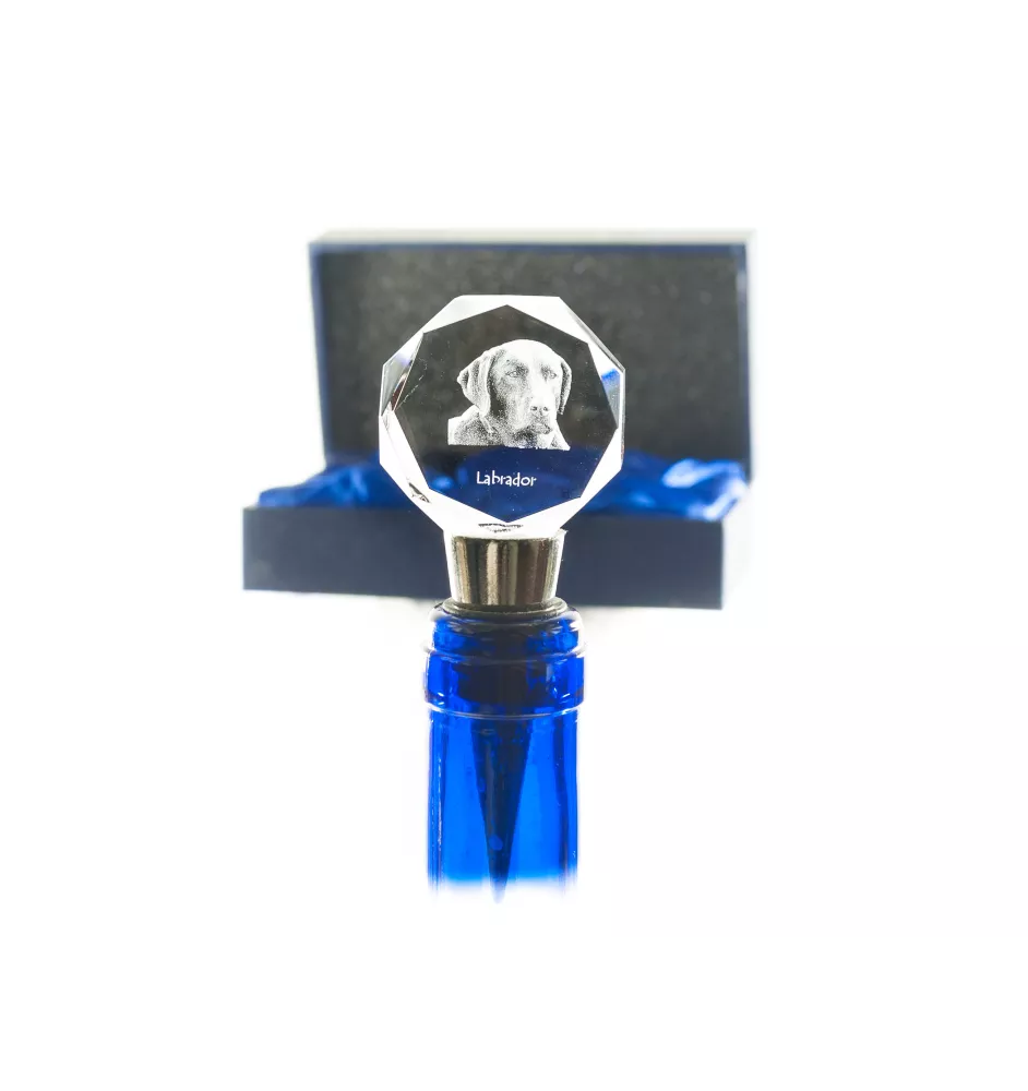 Labrador Retriever, retriever du Labrador - Bouchon de bouteille, bouchon de vin en cristal avec photo, cadeau personnalisé pour barman par la marque Art-Dog