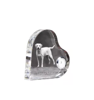 Labrador Retriever, retriever du Labrador I - horloge en cristal avec une photo de chien, horloge de table en forme de cœur, horloge debout personnalisée de la marque Art-Dog