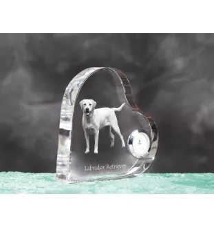Labrador Retriever, retriever du Labrador I - horloge en cristal avec une photo de chien, horloge de table en forme de cœur, horloge debout personnalisée de la marque Art-Dog