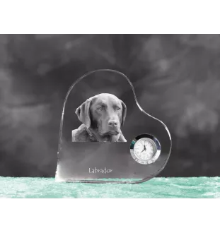 Labrador Retriever, retriever du Labrador - horloge en cristal avec une photo de chien, horloge de table en forme de cœur, horloge debout personnalisée de la marque Art-Dog