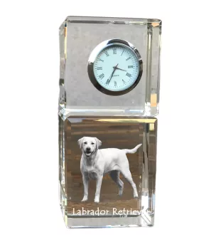 Labrador Retriever I - Kristalluhr mit Foto, Hundebild im Kristall, personalisierte Schreibtischuhr von Art-Dog.
