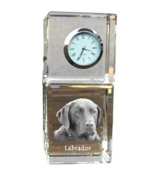 Labrador Retriever - Kristalluhr mit Foto, Hundebild im Kristall, personalisierte Schreibtischuhr von Art-Dog.