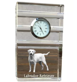 Labrador Retriever, retriever du Labrador I - une horloge en verre avec une photo, une photo de chien dans un cristal, une horloge de bureau personnalisée de la marque Art-Dog