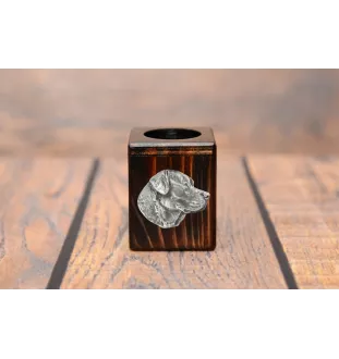 Labrador Retriever, retriever du Labrador - bougeoir en bois avec un chien, un souvenir unique après la perte d'un chien, une œuvre artisanale de la marque Art-Dog