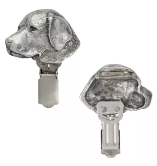 Labrador Retriever - brooch with a clip, holder for a start number, silver-plated dog show pin from the Art-Dog brand