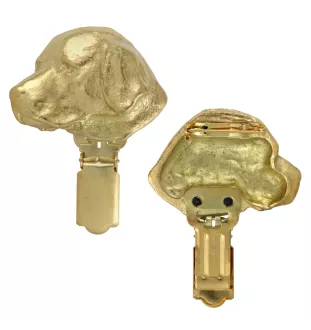Labrador Retriever - brooch with a clip, gold-plated holder for a race number, elegant dog show pin from Art-Dog brand