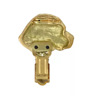 Labrador Retriever - brooch with a clip, gold-plated holder for a race number, elegant dog show pin from Art-Dog brand