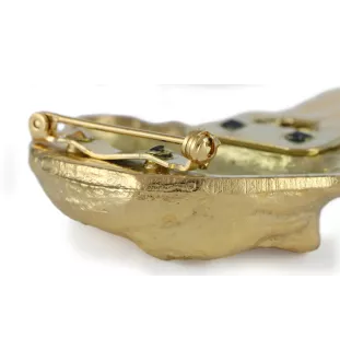 Labrador Retriever - brooch with a clip, gold-plated holder for a race number, elegant dog show pin from Art-Dog brand
