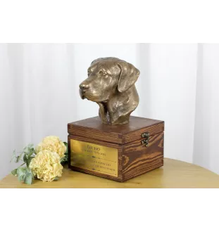 Labrador Retriever - urn for dog ashes with a statuette, small urn for a dog, personalized urn with a bust of a dog by Art-Dog brand