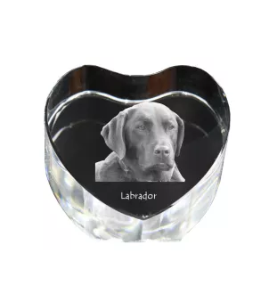 Labrador Retriever - Hundebild im Kristall, Kristallherz, einzigartiger Bilderrahmen der Marke Art-Dog