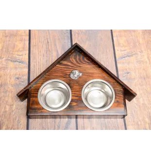 Labrador Retriever - wooden stand with bowls for a dog, decorative dog bowls, a gift for adopting a dog from the Art-Dog brand