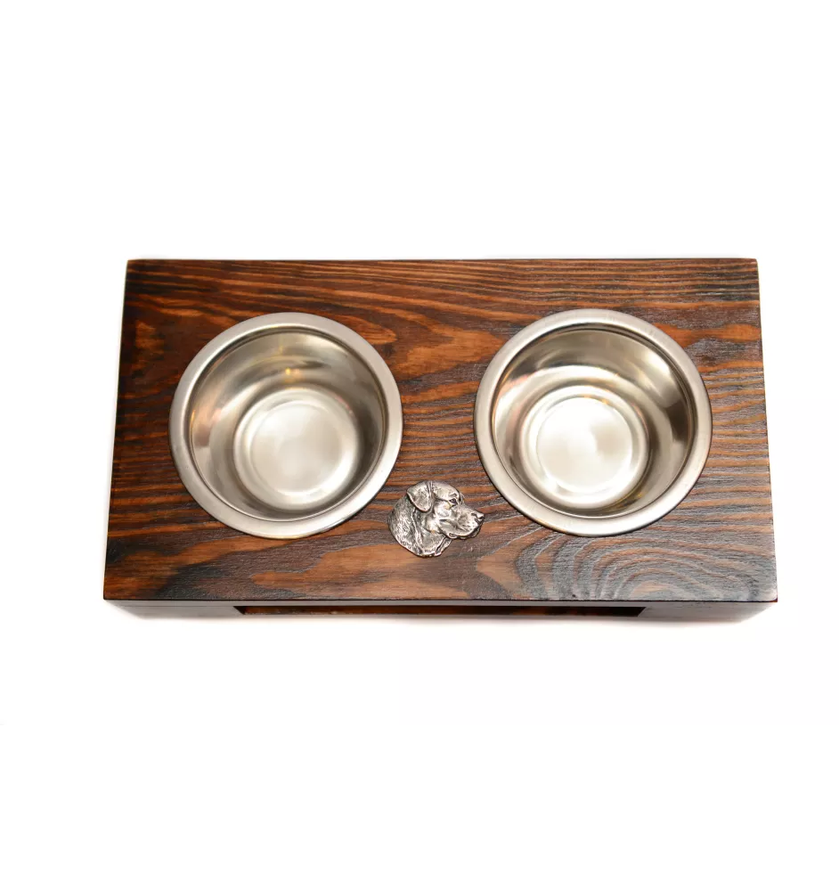 Labrador Retriever, retriever du Labrador - support en bois avec des bols pour chien, bols pour chien en acier, cadeau pour l'adoption d'un chien de la marque Art-Dog