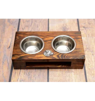 Labrador Retriever, retriever du Labrador - support en bois avec des bols pour chien, bols pour chien en acier, cadeau pour l'adoption d'un chien de la marque Art-Dog
