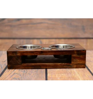 Labrador Retriever - wooden stand with bowls for a dog, steel dog bowls, a gift for adopting a dog from the Art-Dog brand