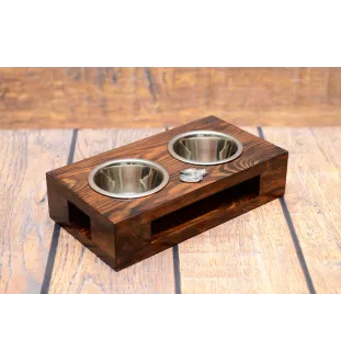 Labrador Retriever, retriever du Labrador - support en bois avec des bols pour chien, bols pour chien en acier, cadeau pour l'adoption d'un chien de la marque Art-Dog